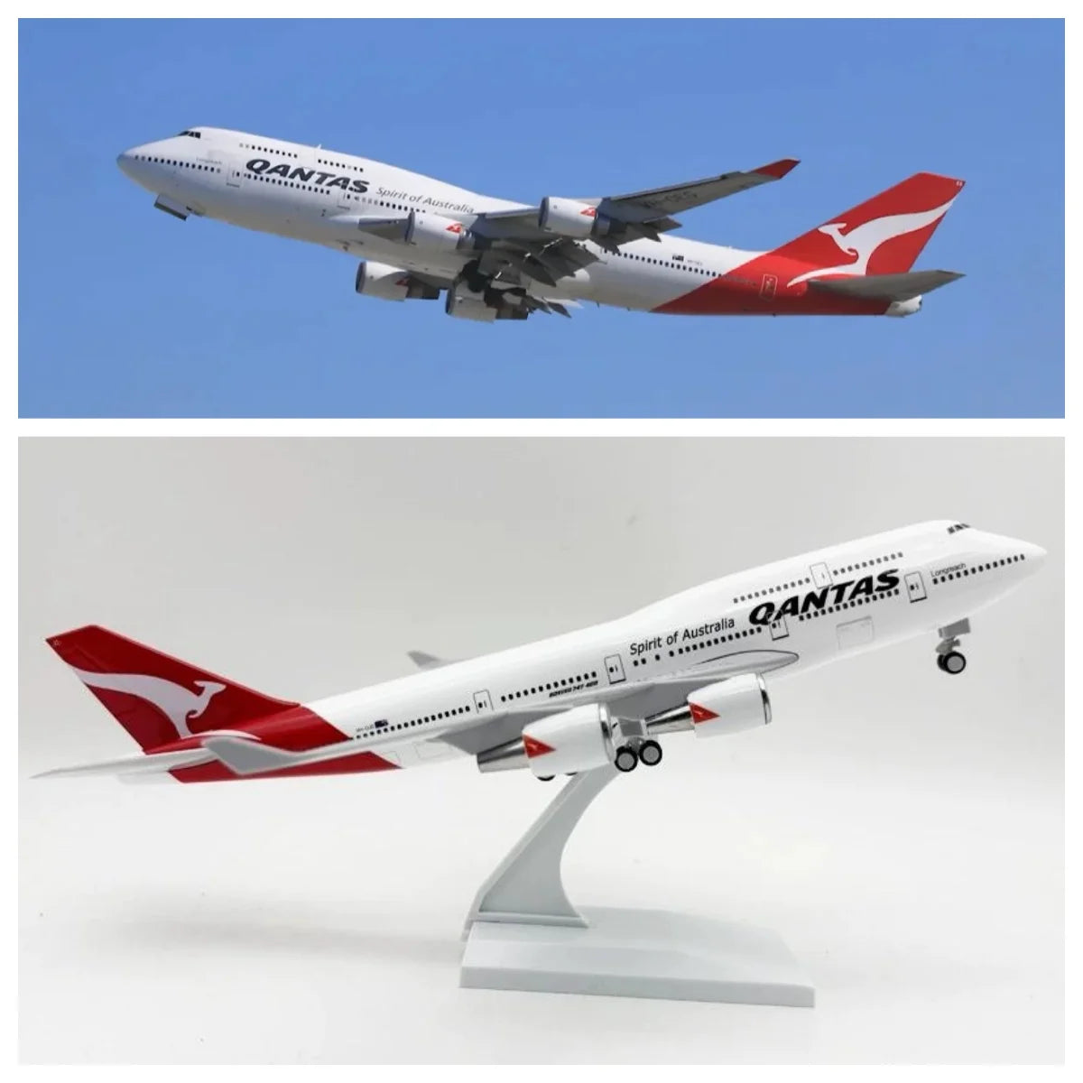 Diecast 1/250 Scale Model B747 Qantas Airlines Aircraft Model Replica 30cm Resin Toys Airplane Kids Aviation Gift W Landing Gear