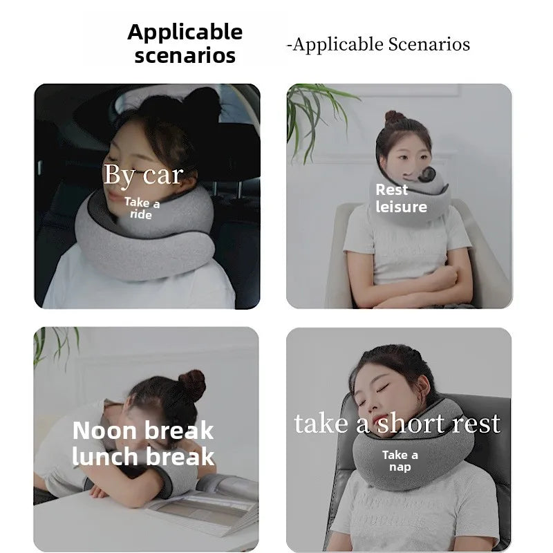 Soft Memory Foam U Neck Pillow Lightweight Foldable Airplane Travel Car Rest Cervical Support Sleeping Pillow