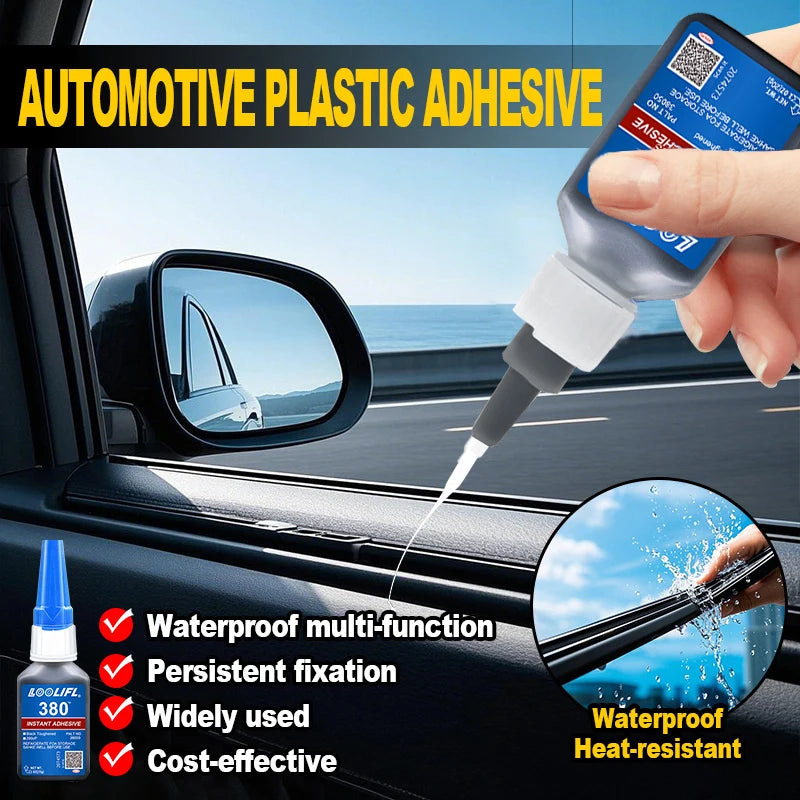 Loolifl380 Black 20g Super Glue Instant Fast-Drying Cyanoacrylate Adhesive Leather Rubber Wood Metal Strong Bonding Liquid Glue