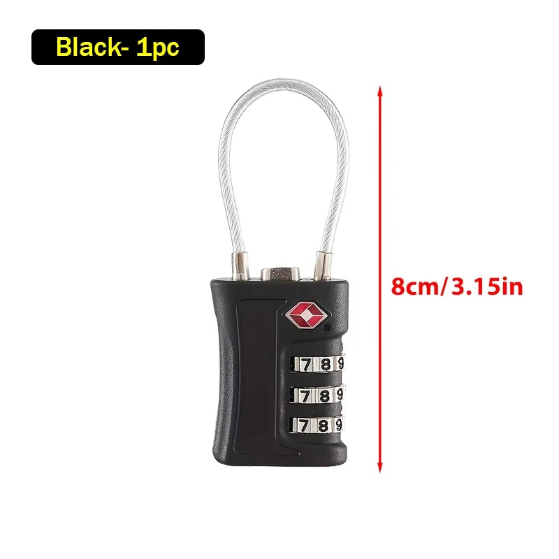 TSA Customs Lock 3 Digits Travel Password Changeable Lock Digital Lock Zinc Alloy Suitcase Luggage Anti-theft Lock for Airplane
