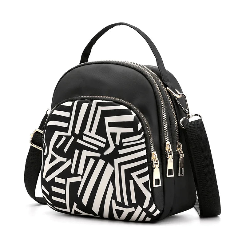 Ladies' fashionable crossbody multi-functional mini backpack with waterproof nylon fabric