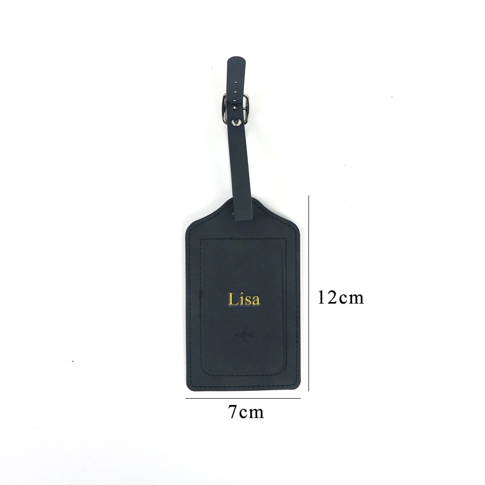 Customized Name PU Leather Name Tag Travel Anti-Loss Accessory Luggage Tag Leather Luggage Boarding Pass
