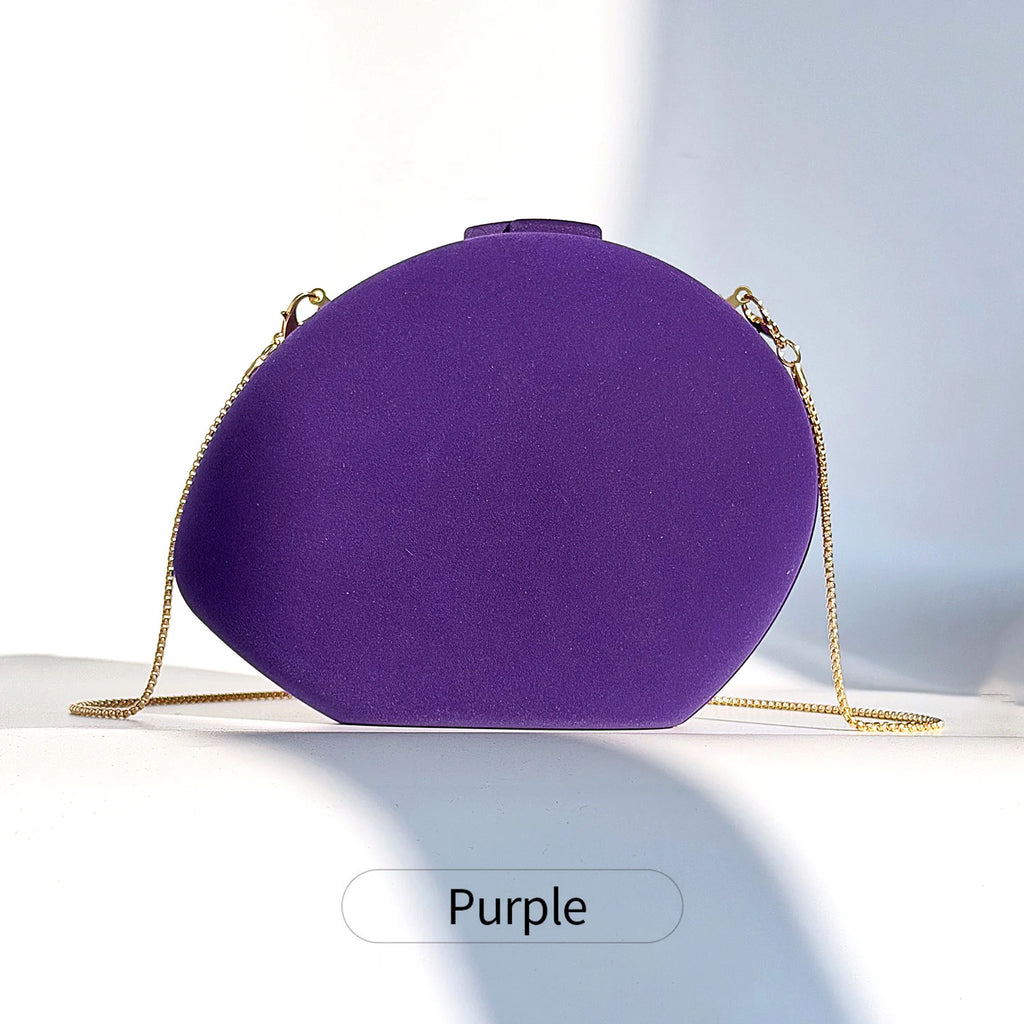 Designer velvet shell-shaped evening bag stylish wedding party clutch crossbody chain shoulder bag can hold mobile phone