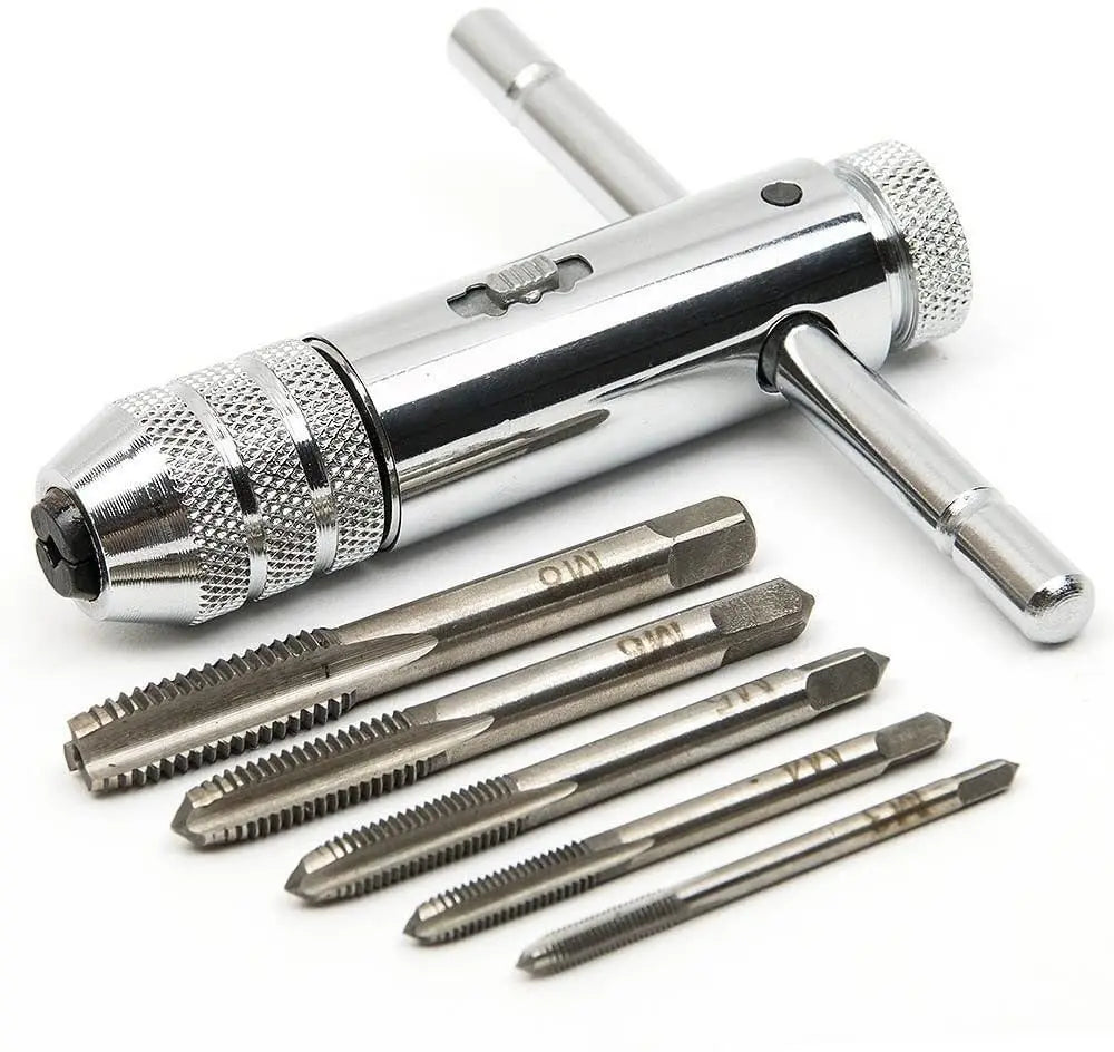 Adjustable T-Handle Ratchet Tap Holder Wrench, Machine Screw Thread Metric , Bothway Hand Screw Tap Set Manual Tapping Tool Kit