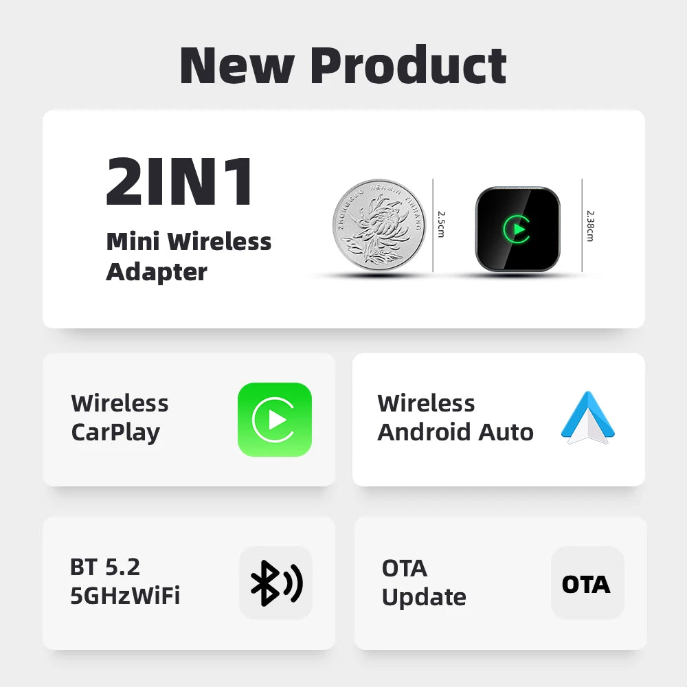 Wireless CarPlay Dongle Wireless Android Auto Adapter 2in1 Car Intelligent System AI Smart Box For Car With Wired CarPlay