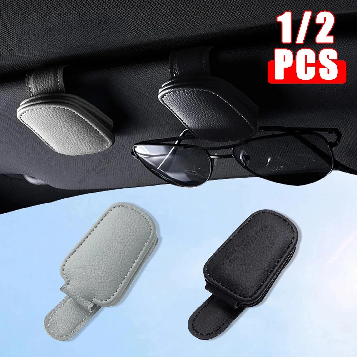Sunglasses Holder Is Suitable for Car Sun Shades Magnetic Leather Sunglasses Clip and Ticket Clip Car Sunshade Accessories