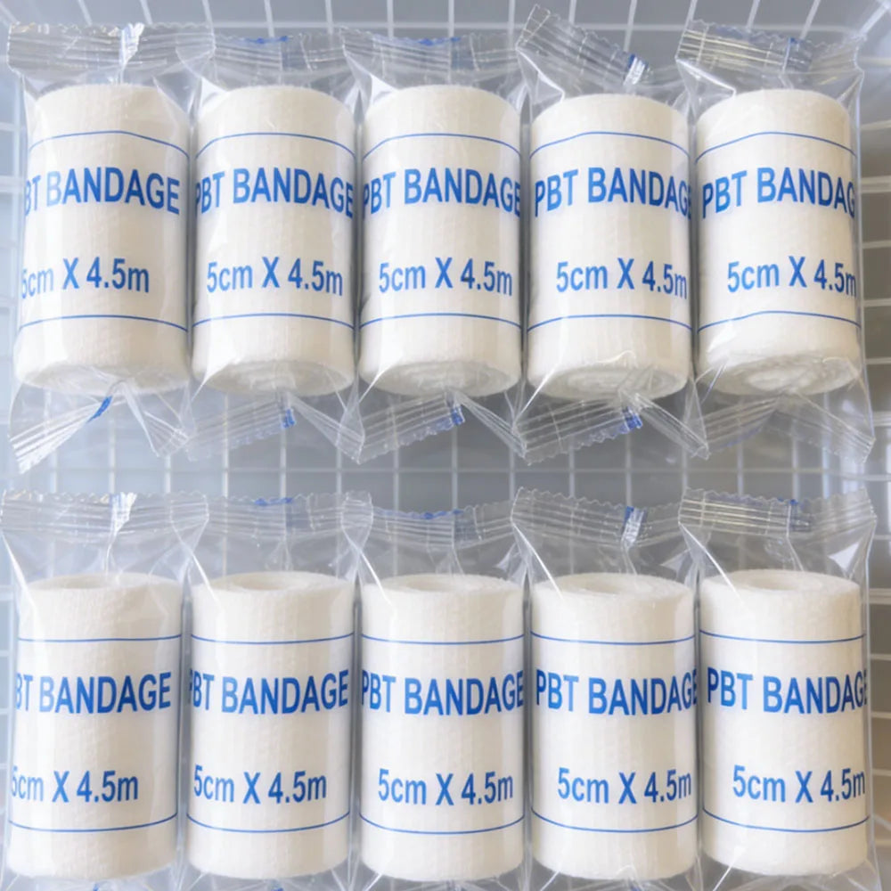 10PCS 4.5M/Roll PBT White Mesh Elastic Bandage Breathable Non-woven Wound Dressing 5/7/10CM Outdoor First Aid Fixed Bandage