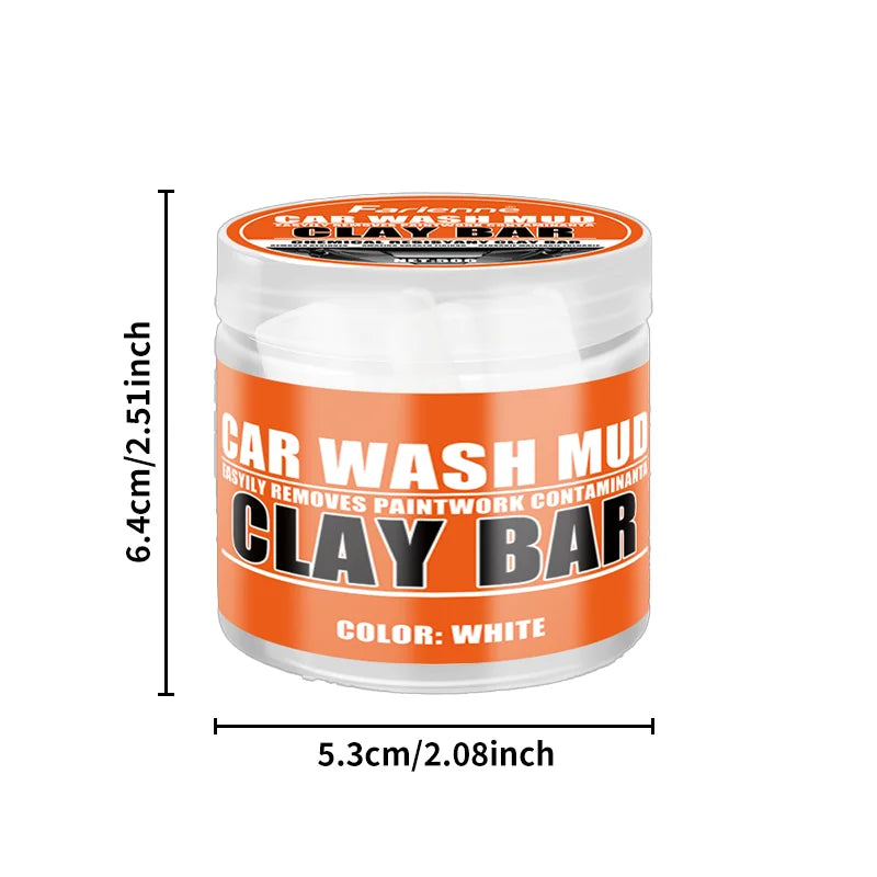 White Car Wash Mud Clay Bar - Safe Paint Decontamination, Removes Iron Powder, Flying Paint & Stubborn Stains