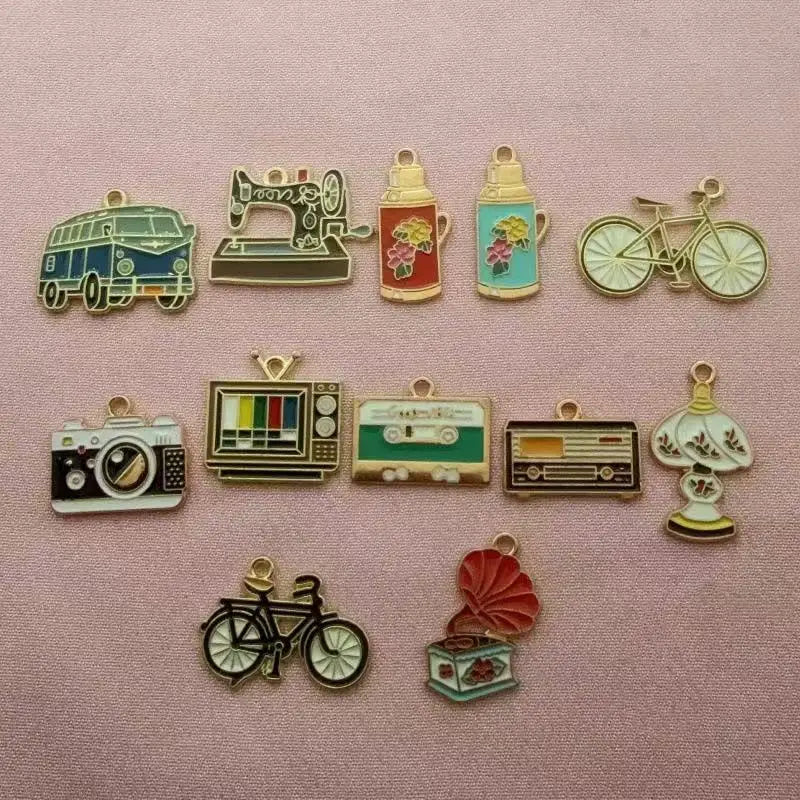 10pcs 20 oil dripping retro nostalgic bicycle sewing machine camera pendant DIY alloy jewelry accessories pendant