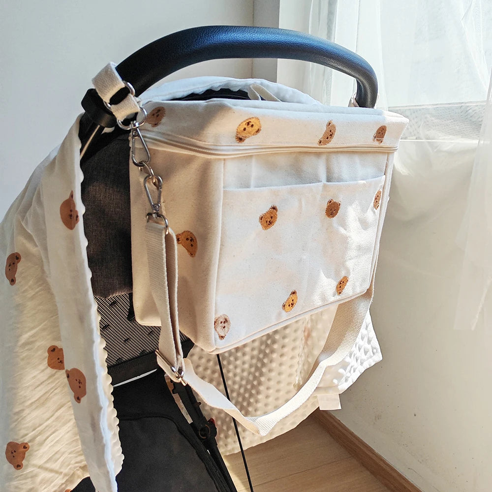 Diaper Bag Stroller Attachable Cute Pattern Multi Pocket Breathable Durable For Mom Daily Stroll Baby Outing Diaper Bag