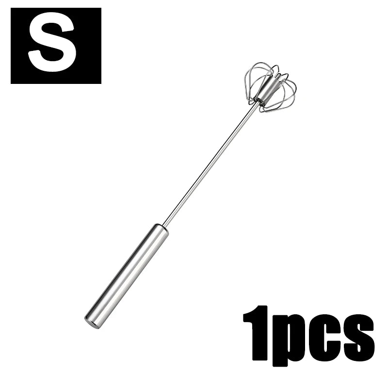 1/3PC Semi Automatic Egg Beater Stainless Steel Semi-Automatic Mixer for Effortless Egg Cream Mixing Stirring Kitchen Tool