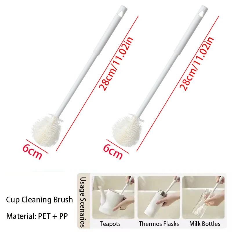 Long Handle Cup Brush,Kitchen Glass Bottle Cleaning Brush,Milk Bottle Tea Cup Scrubber,No-Electricity Required Cleaning Tool