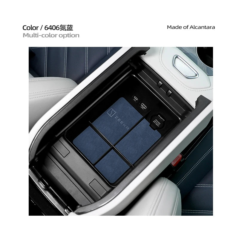 For ZEEKR 001 Center Control Storage Box Storage Box Shelf Armrest Box alcantara suede Interior Car Supplies