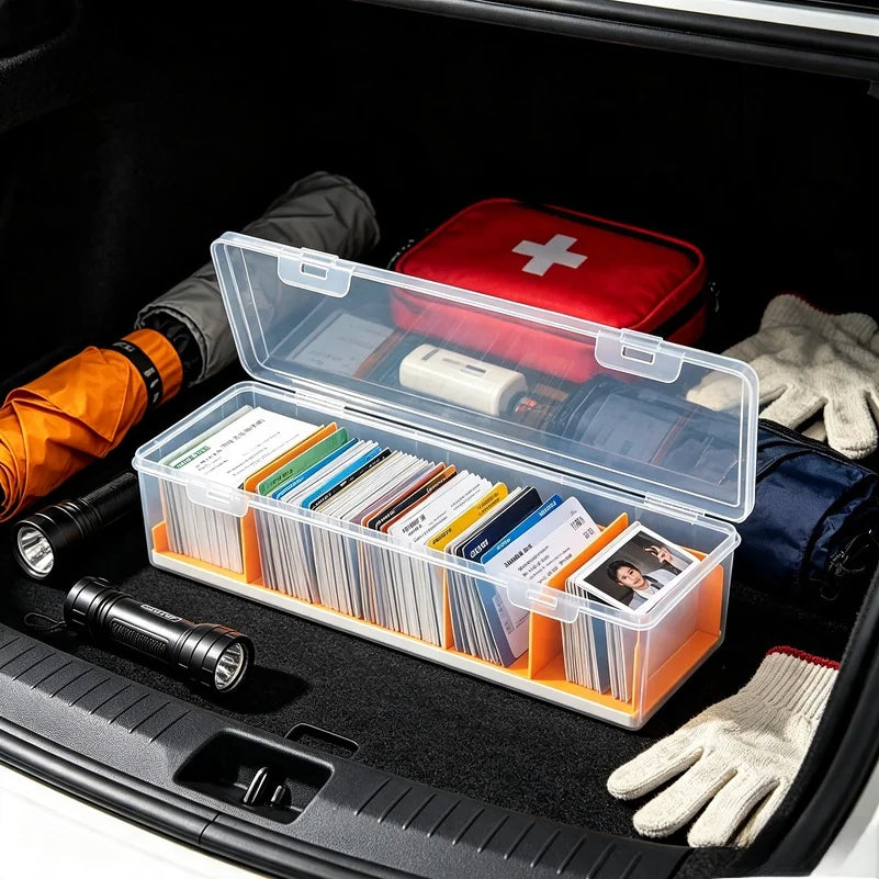 Adjustable Divider Clear Plastic Card Organizer Box Compartmentalized Storage Case Holds 550+ Trading Game Cards For PTCG MTG Co