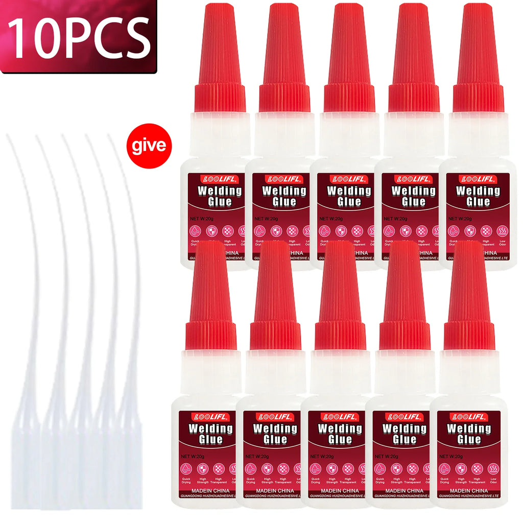 LOOLIFL Instant Strong Super Glue Universal Mighty High Viscosity Welding Glue for Metal Glass Wood DIY Adhesive Fast Dry tool