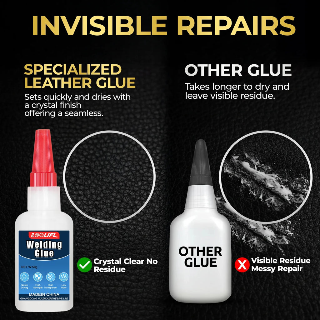 LOOLIFL 50g Flexible Leather Adhesive Welding Glue - Low Odor Fast Dry Waterproof Multi-Material Fix for Sofa Car Seat Shoe