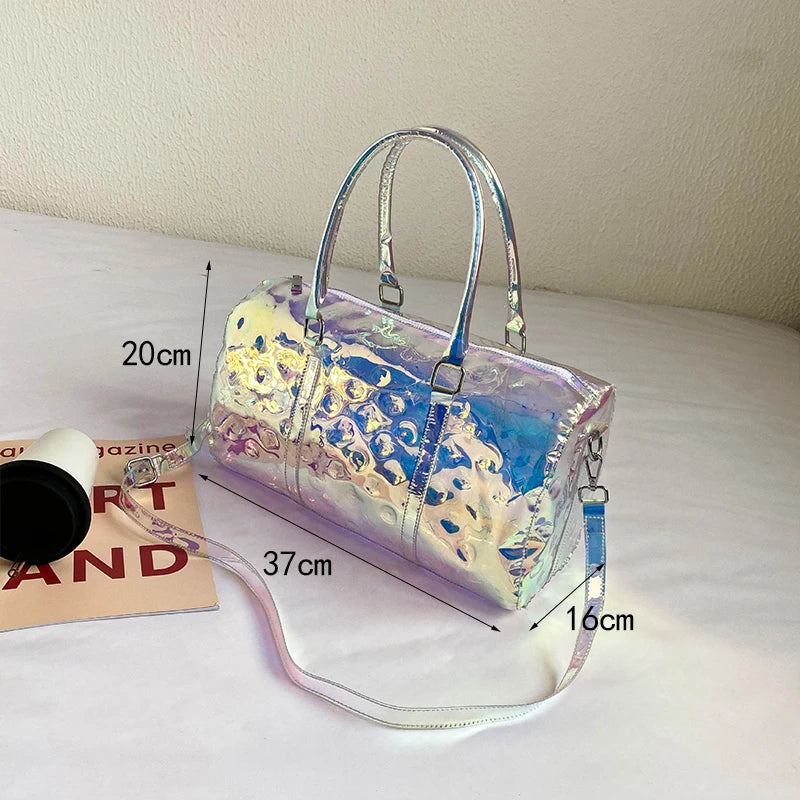 Fashion Colorful Transparent Jelly Bag Laser Shoulder Bag Women Handbag Waterproof Large Capacity Storage Bag Travel Bag