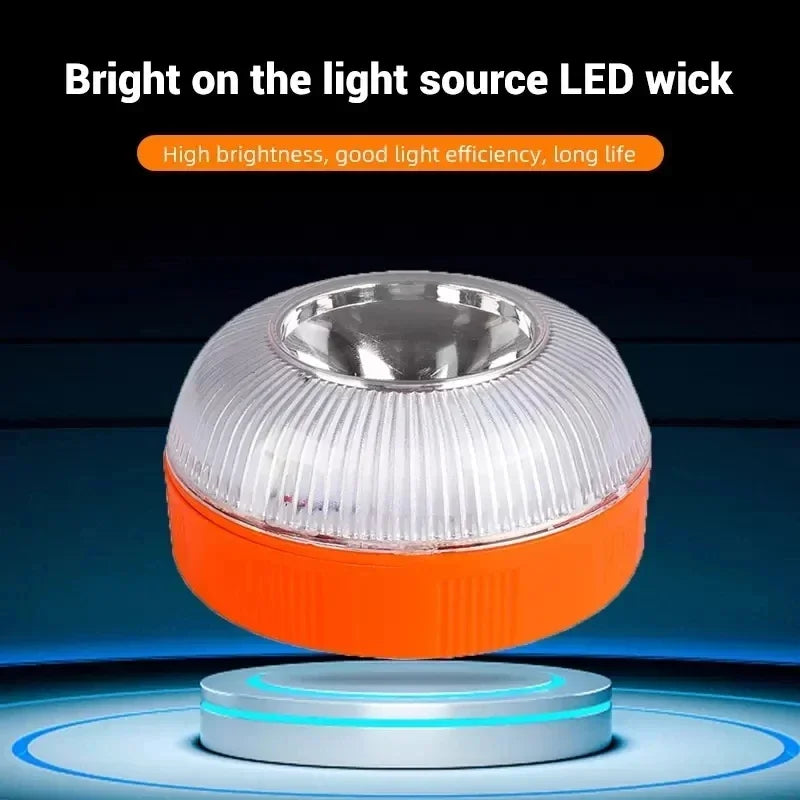 V16 USB Rechargeable Car Emergency Beacon Light – Magnetic Induction Strobe Warning Light for Safety Signal Flashing