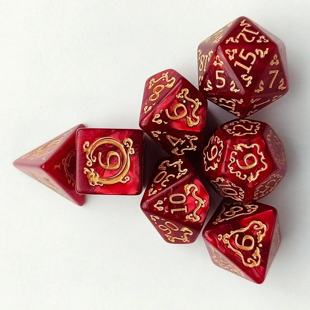 7pcs/set of Dragon Pattern Number Dice for DND Rpg Trpg COC Cthulhu Running Group Table Board Game Dnd Dice Set Polyhedral Dice