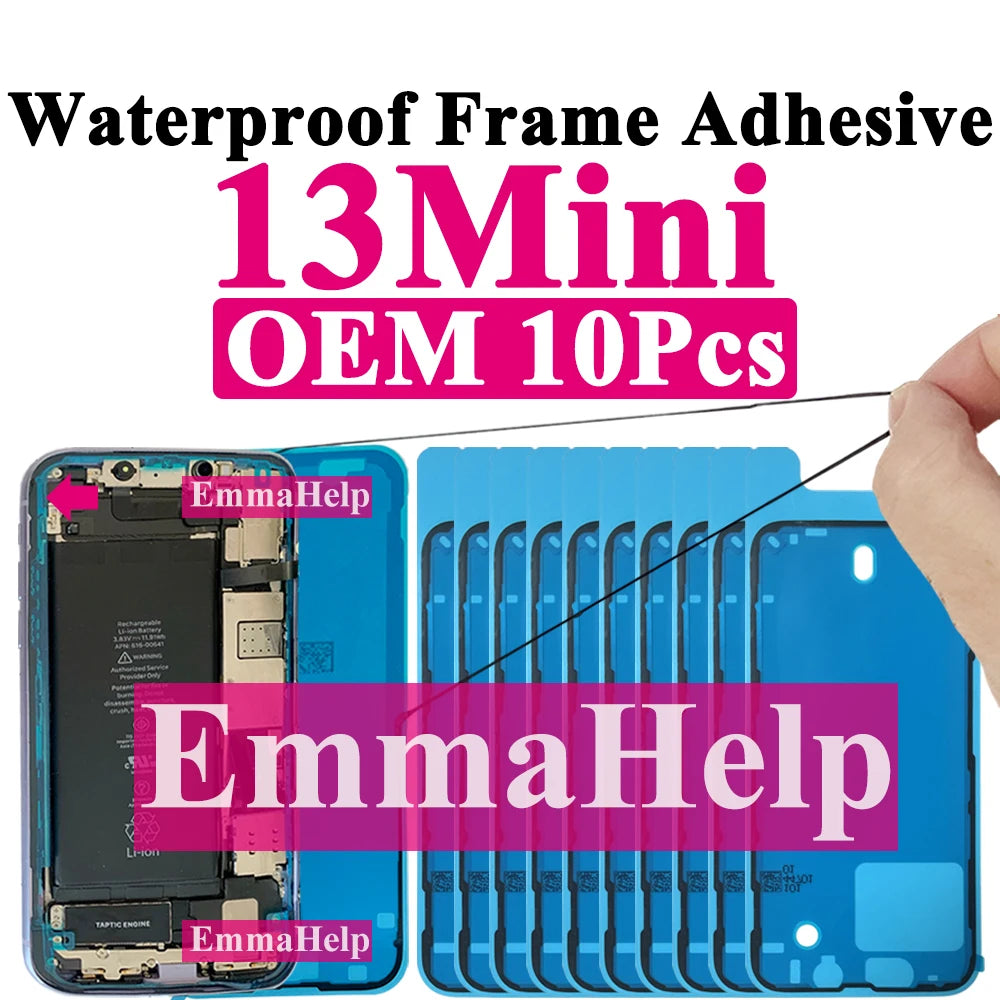 10pcs Waterproof Sticker for iPhone 16 Pro Max 17 14 13 12 11 15 XS XR 8 SE 3M Seal Adhesive Pre-Cut LCD Screen Frame Tape Glue