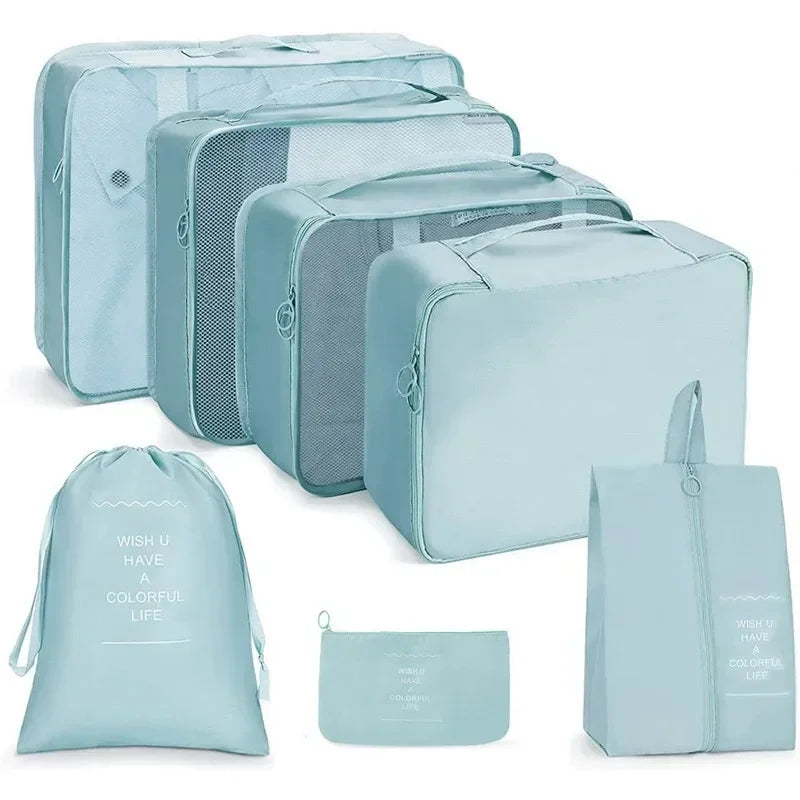 7Pcs Travel Organizer Storage Bags Suitcase Packing Cubes Set Cases Portable Luggage Clothes Shoe Tidy Pouch Folding