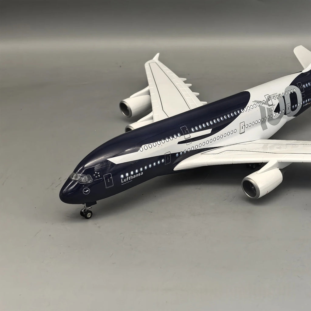 46cm Lufthansa A380100th Anniversary Airplanes Model 1/160 Scale Plane Aircraft Resin with Wheel Light Souvenir Hobby Collection