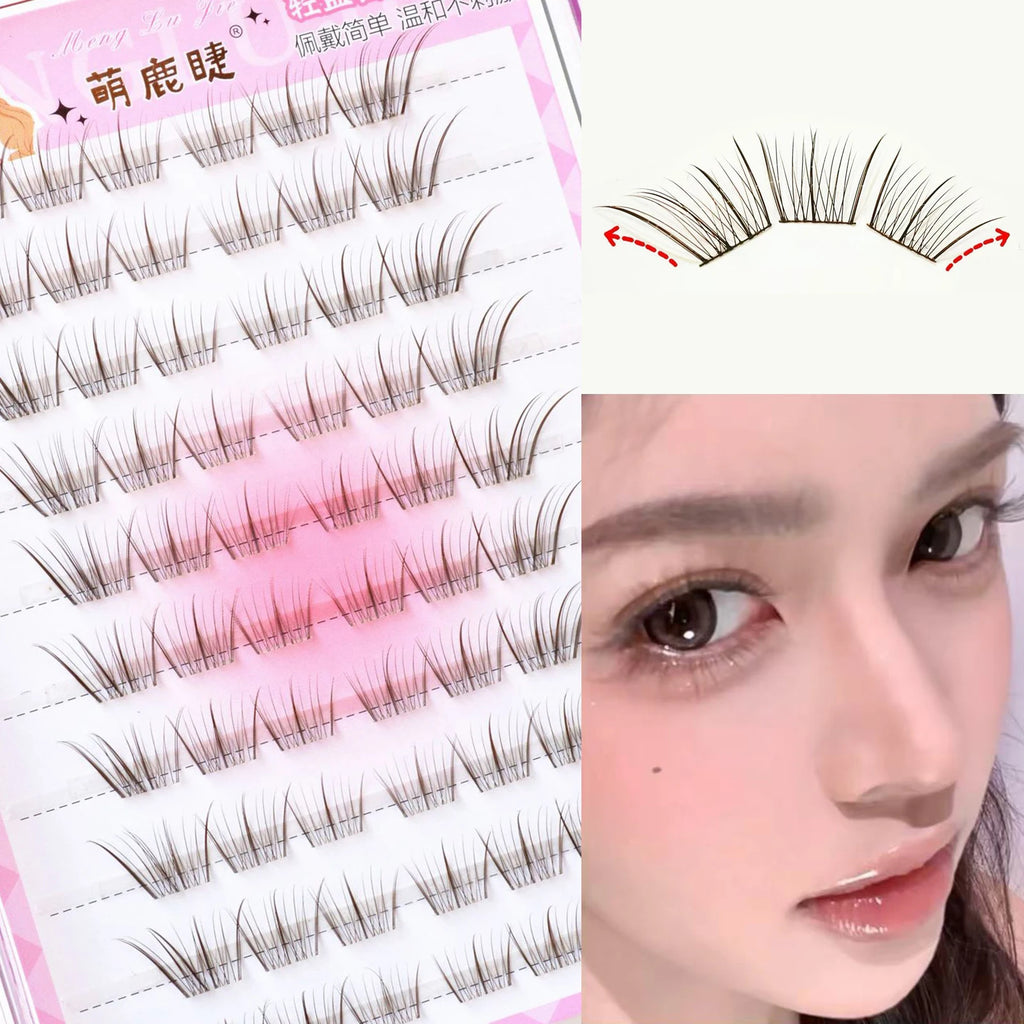 Natural Brown False Eyelashes extenstions 9-13 Mixed Length Lightweight Design False lashes for Daily eyelash makeup