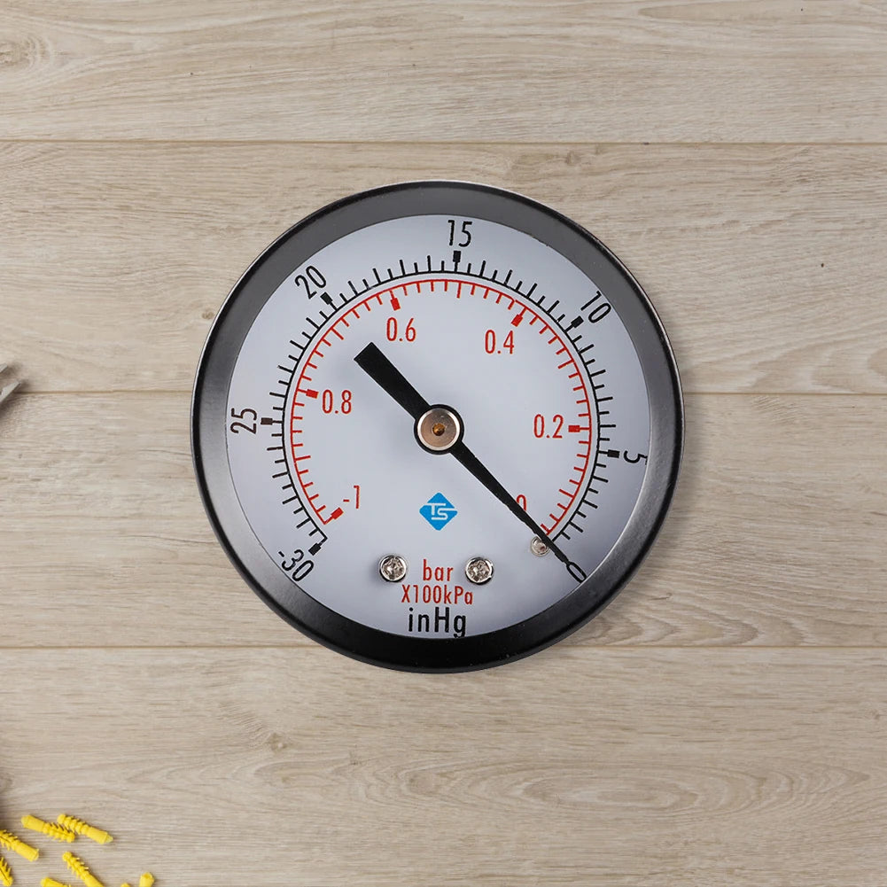 50mm Face Vacuum Manometer Metal 0~-30nhg 0~-1Bar Mini Dual Scale Dial Gauge Pressure Gauge for Air Water Fuel Liquids