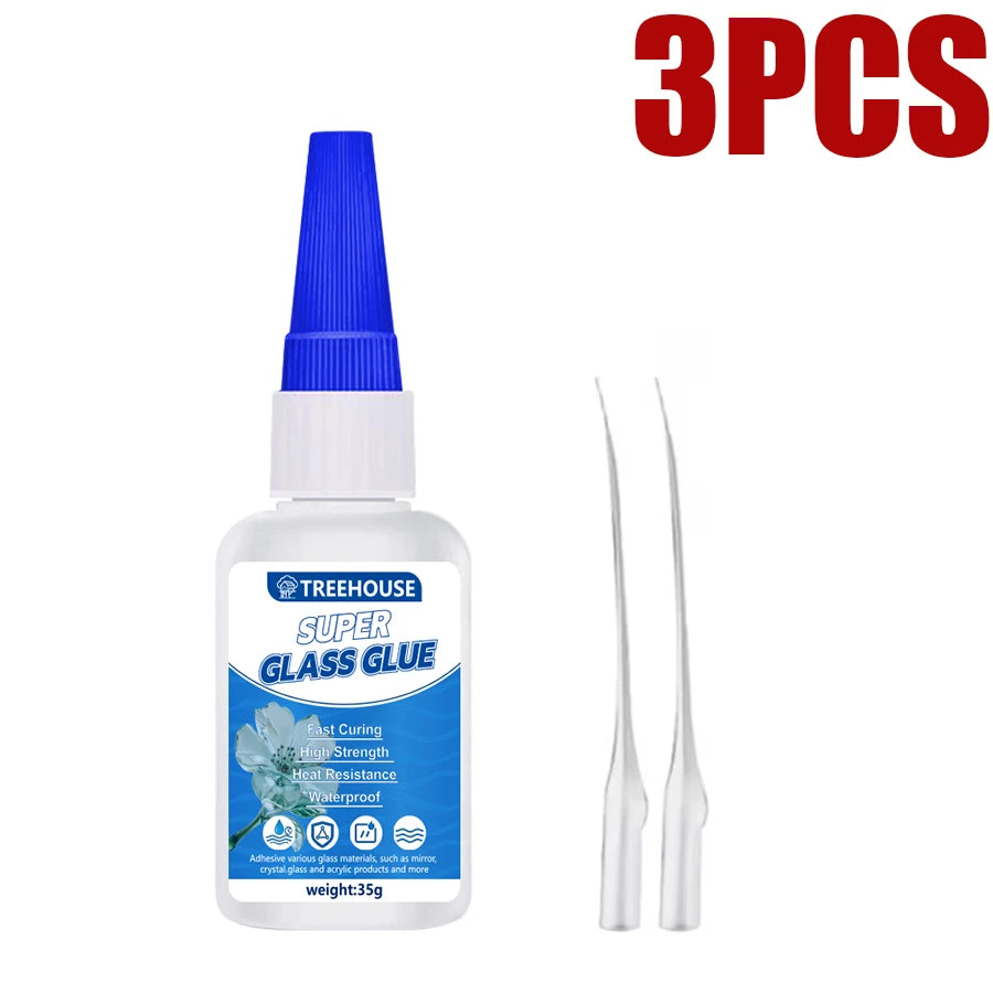 1-6pcs 35g CA Super Glass Glue Fast Curing Clear Waterproof Strong Adhesive for Glass, Mirror, Ceramic, Plastic & Metal Repair