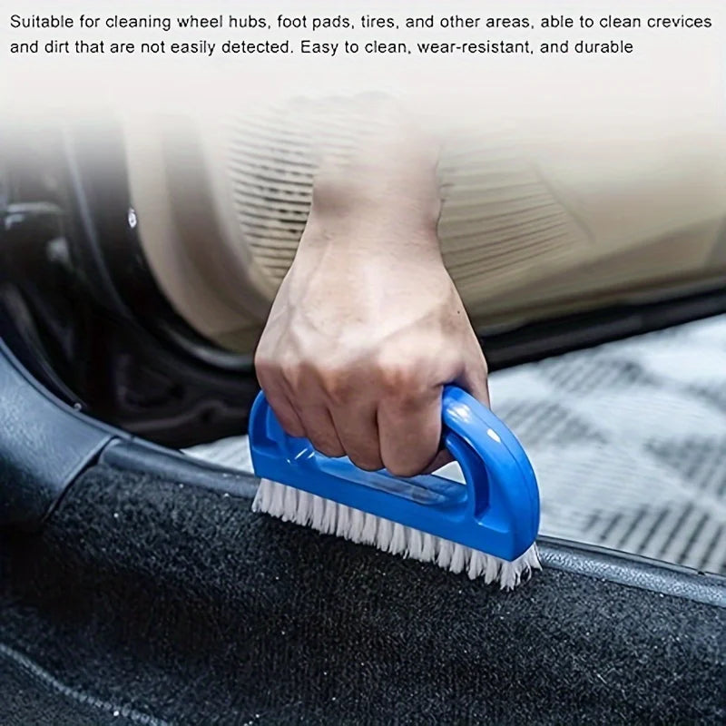 D-Shaped Car Carpet Brush, Fine Bristle, Curved Handle, Anti-Slip, Upholstery Cleaning Tool for Vehicles