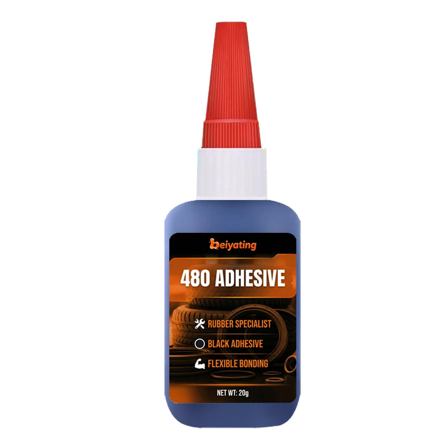 480 Black Super Glue,Quick-Drying Black CA Adhesive Rubber Metal Strong Liquid Glue, Emergency Repair Adhesive, Rubber Glue