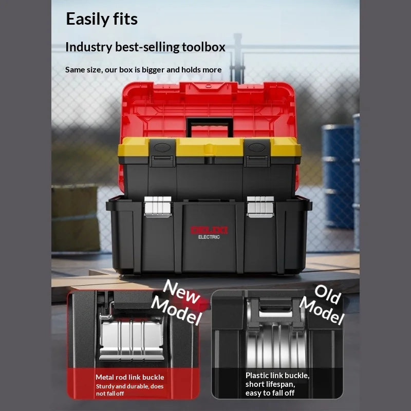 Heavy Duty Wide Tool Box Portable Multi Function Hammer Drill Organizer Large Industrial Grade Home Garage Garage Storage