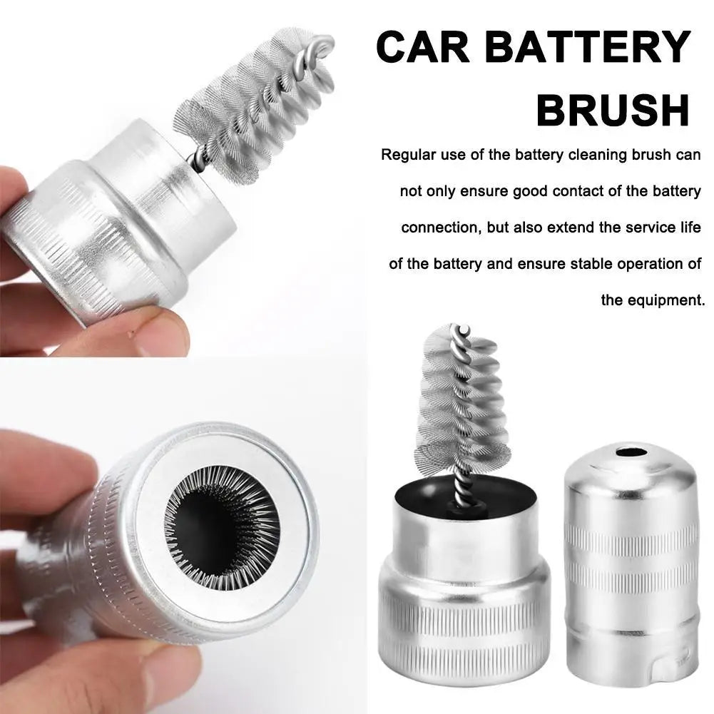 Car Battery Brush Wash Cleaning Tool Wire Battery Post Terminal Cable Battery Maintenance Tool Terminal Dirt Cleaner Wire Brush