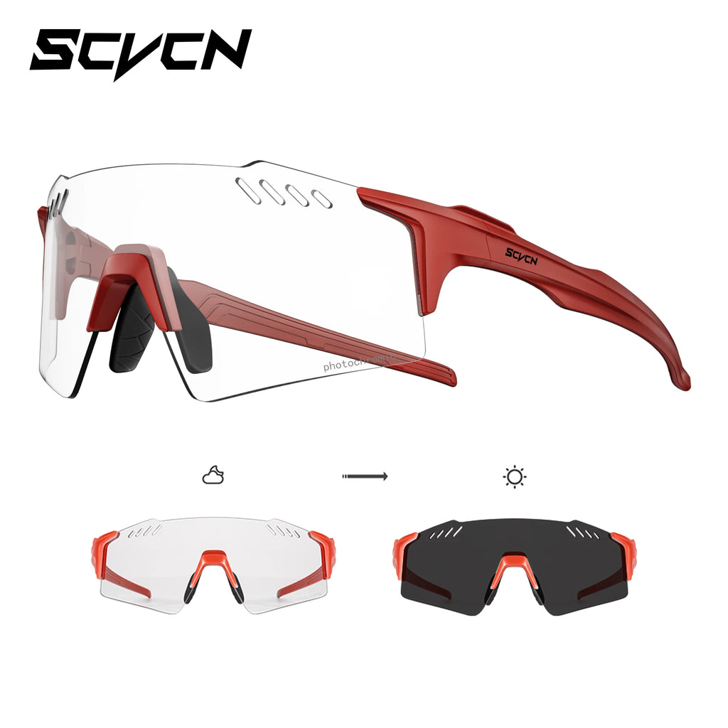 SCVCN Hiking Eyewear Fashion Rimless Cycling Glasss Outdoor Sports Running Drving Sunglasses for Men Goggles Mtb Bicycle 1 Lens