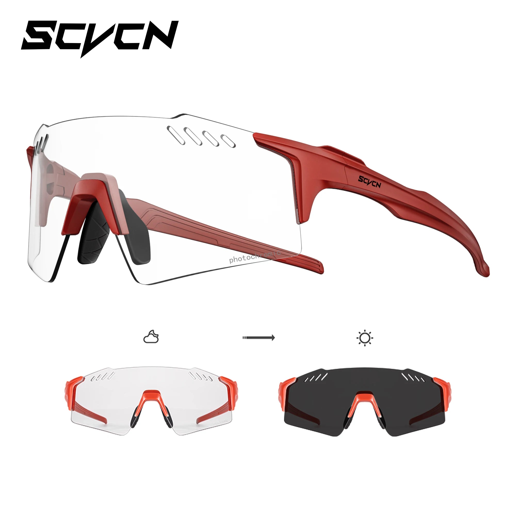 SCVCN Hiking Eyewear Fashion Rimless Cycling Glasss Outdoor Sports Running Drving Sunglasses for Men Goggles Mtb Bicycle 1 Lens