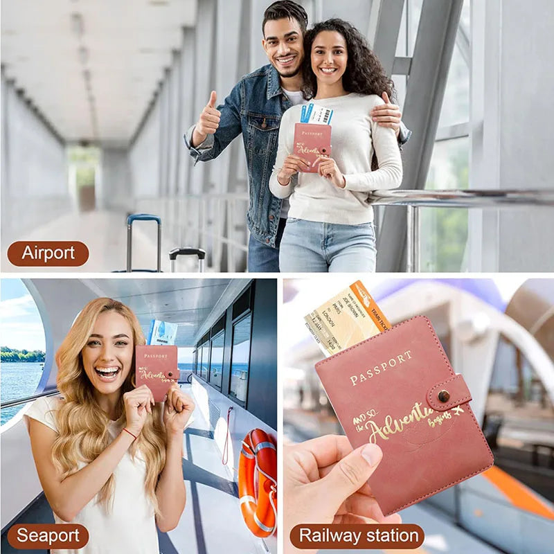 Personalized Passport Holder Wallet, Portable Travel Passport Cover Case, Men Women Travel Document Accessories