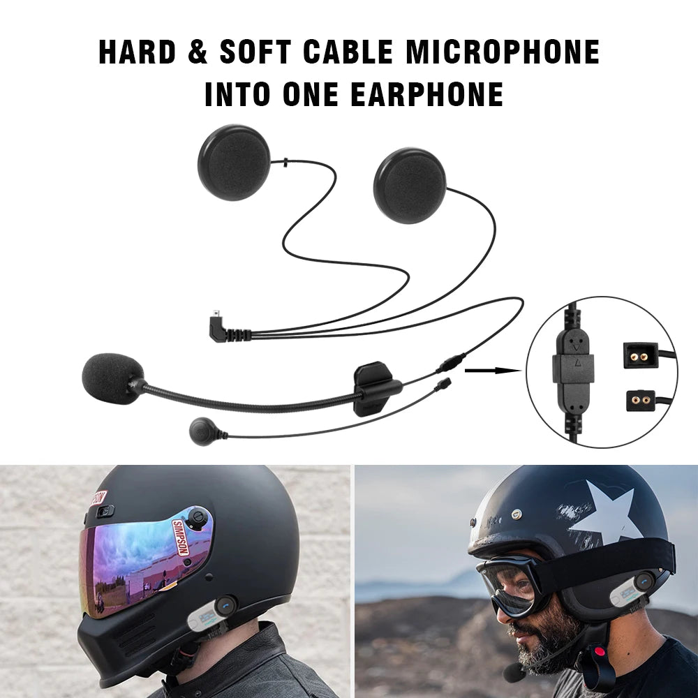 Freedconn Motorcycle Intercom Accessories 5 pin Hard Soft 2 in1 Mic Earphone for TCOM-SC/VB FDC-01VB COLO T-MAX T-REX FX KY PRO