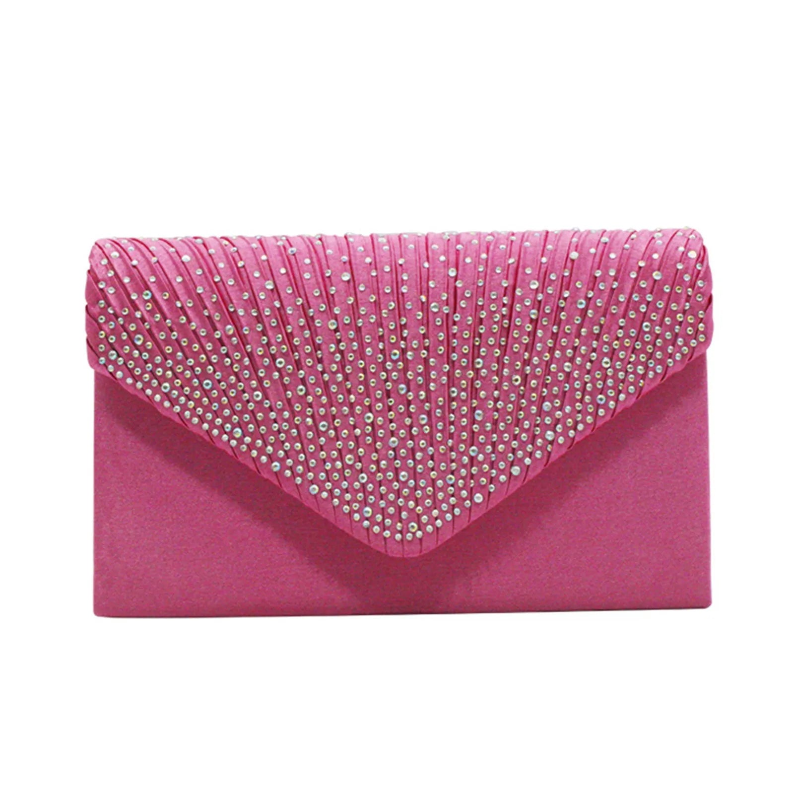 Women'S Fashion Elegant Clutches Trend Satin Rhinestone Shoulder Bag With Thin Chain Party Banquet Dress Matching Evening Bags