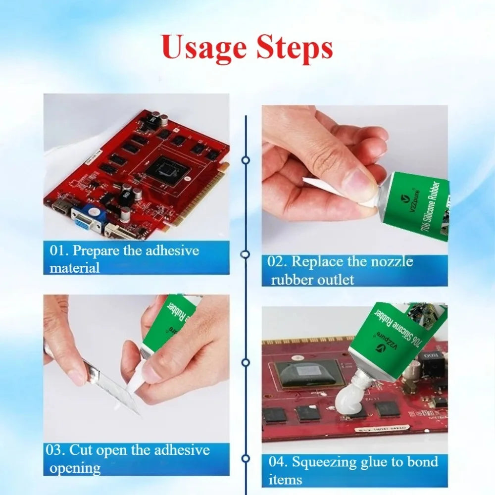 Silicone Industrial Adhesive 706RTV Silicone Rubber Translucent Electronic Waterproof Sealant Component Sealing Glue AntiLeakage