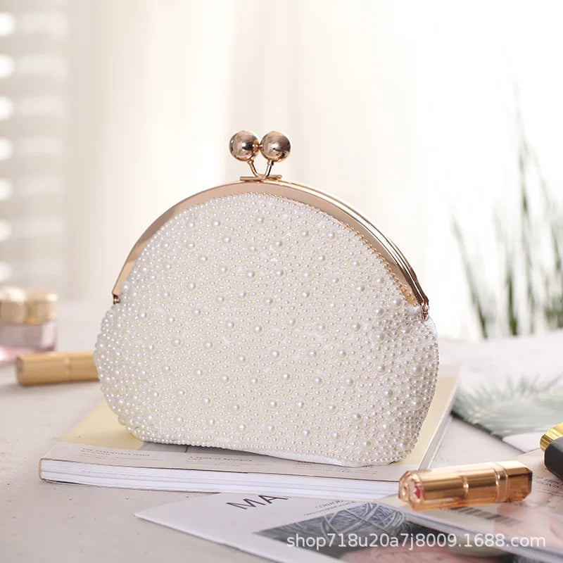 Luxury Pearl Evening Hand Bag Women Handmade Beading Banquet Handbag Bridal Wedding Dinner Party Day Clutch Phone Wallet