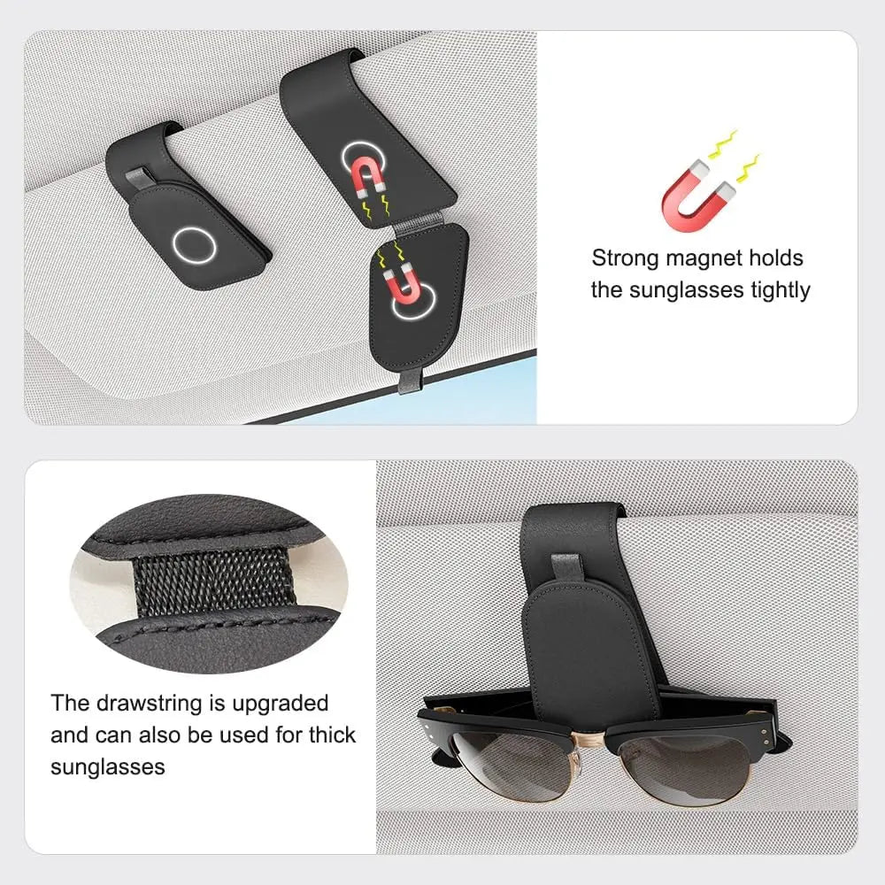 Sunglass Holder for Tesla Model Y 3 Suede Cloth Magnetic Sunglasses Clip for Car Visor Glasses Holder Clip for Car Black 1 Pack
