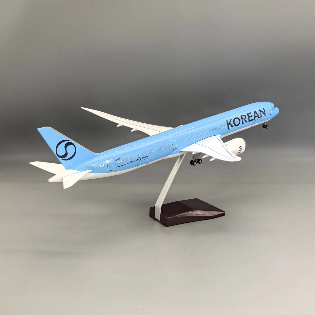 43cm plane model Korean Air 787-10 Replica Resin airplane models With Wheels & Led Light Souvenir Plane Toy Collected Gift