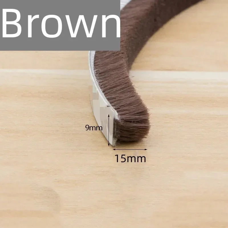 10Meters Brush Strip Self Adhesive Door Window Sealing Strip Home Door Window Sound Insulation Seal Film Door Swal Weather Strip