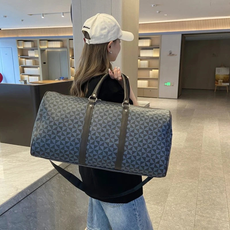 Fashion Retro Exquisite Geometric PU Large Capacity Travel Bags 2026 High Quality Classic Color Matching Shoulder Bags for Women