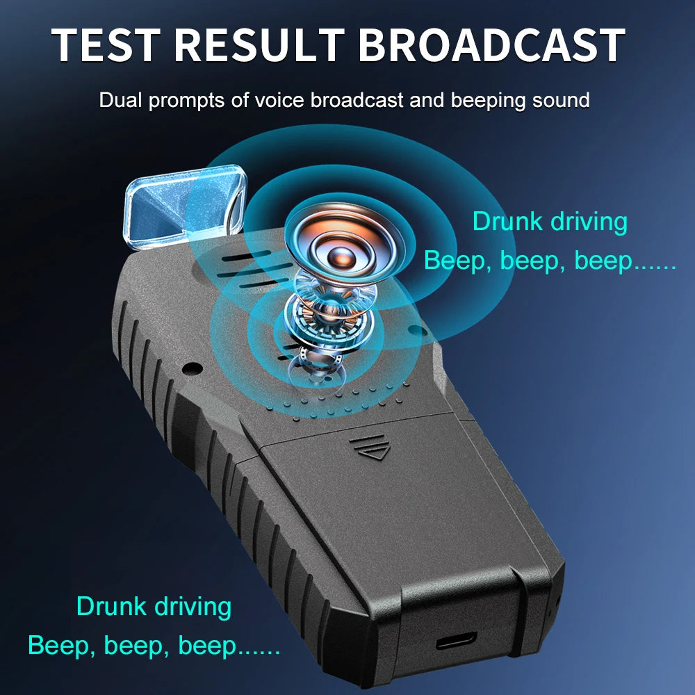 Portable Alcohol Tester with Voice Broadcast LCD Display Breath Alcohol Analyzer Breathalyzer Drunk Driving Checker for Personal