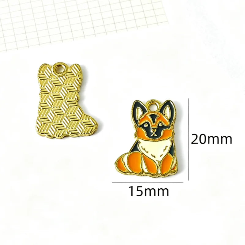 10pcs Drip Oil Alloy Small Animal Kitten, Puppy, Little Rabbit Pendant DIY Necklace Bracelet Earrings Phone Chain Pendant