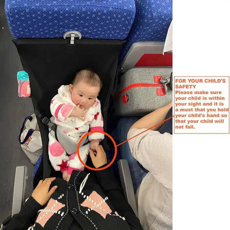 Kids Airplane Bed Polyester Toddler Airplane Seat Extender Portable Foldable Footrest Hammock Travel Essentials for Car Airplane