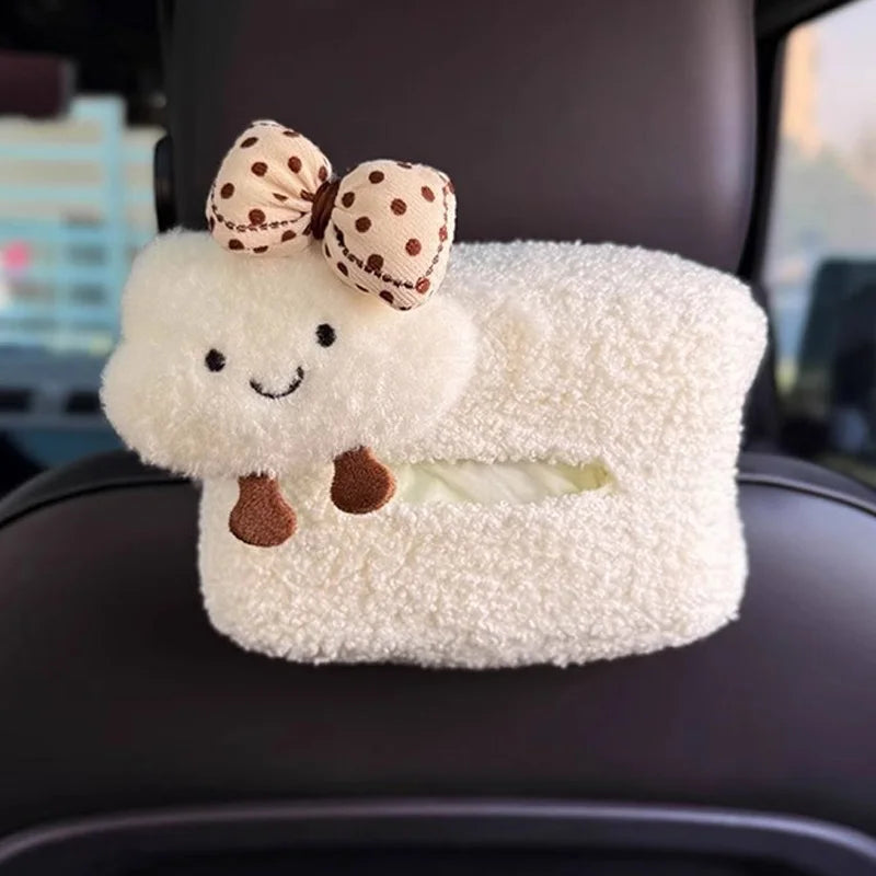 Cute Cartoon Hat Cloud Car Tissue Box For Armrest Paper Holder Auto Hanging Napkin Bag for Back Seat Headrest Organizer Storage