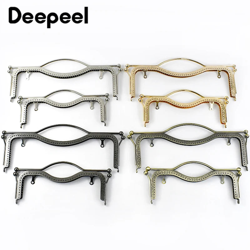1/2Pcs Deepeel 20.5/27cm Metal Wallet Frame Embossed Hand Pull Parts Purse Bag Handle Kiss Clasp Lock DIY Hardware Accessories