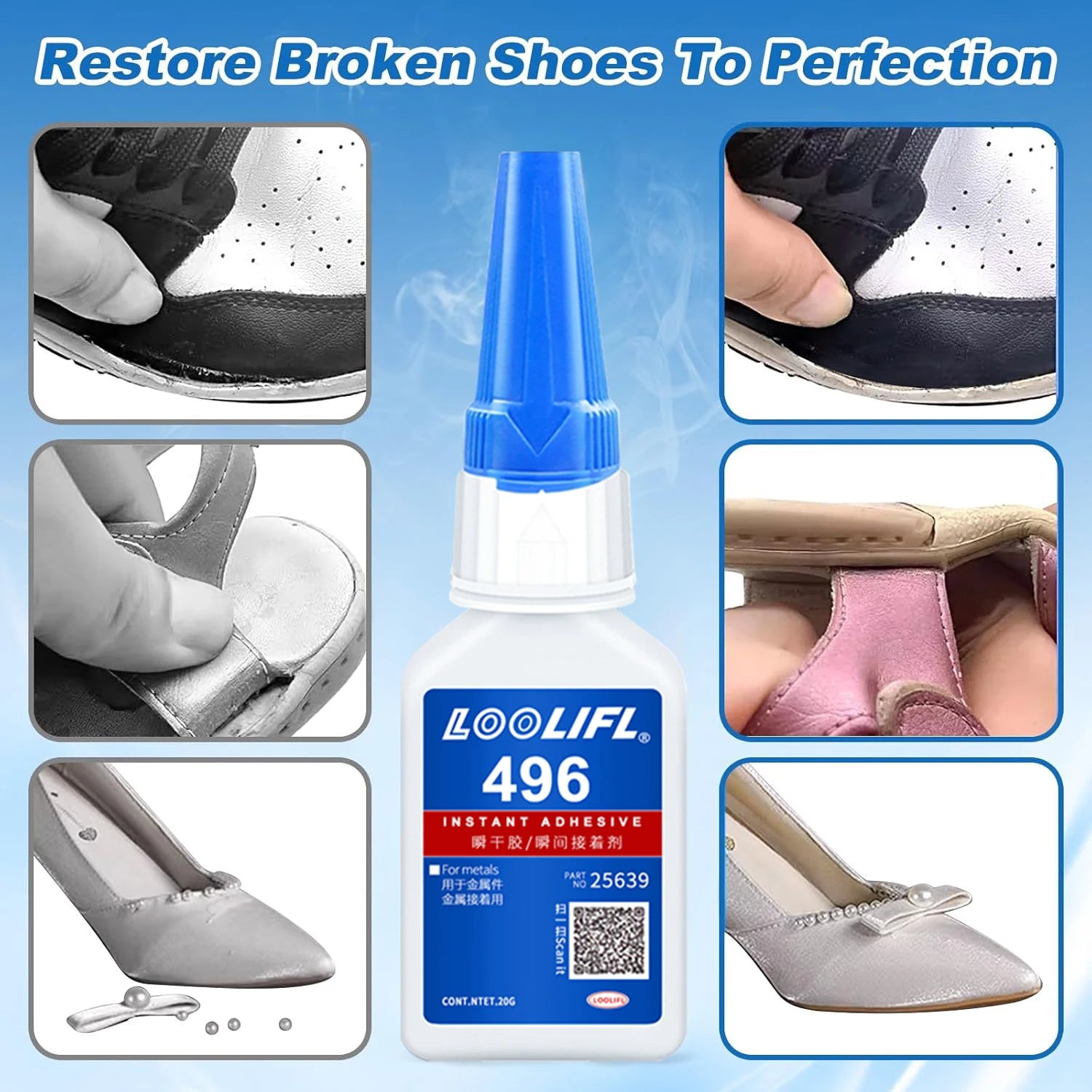 LOOLIFL20g 496 Multifunctional Adhesive Is Suitable for Metal, Plastic Toys, Shoes, Ceramics, DIY Handicrafts, and Daily Repairs